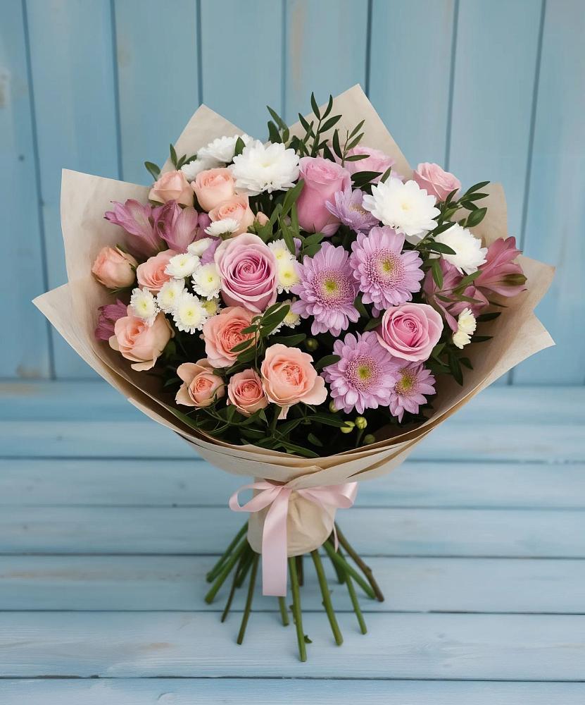Букет цветов из: Хризантемы, Розы и Альстромерии в Усть-Цильме