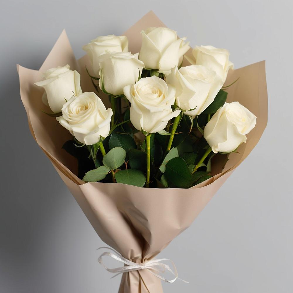 Букет 9 Белых роз Эдлесс Лав в Усть-Цильме