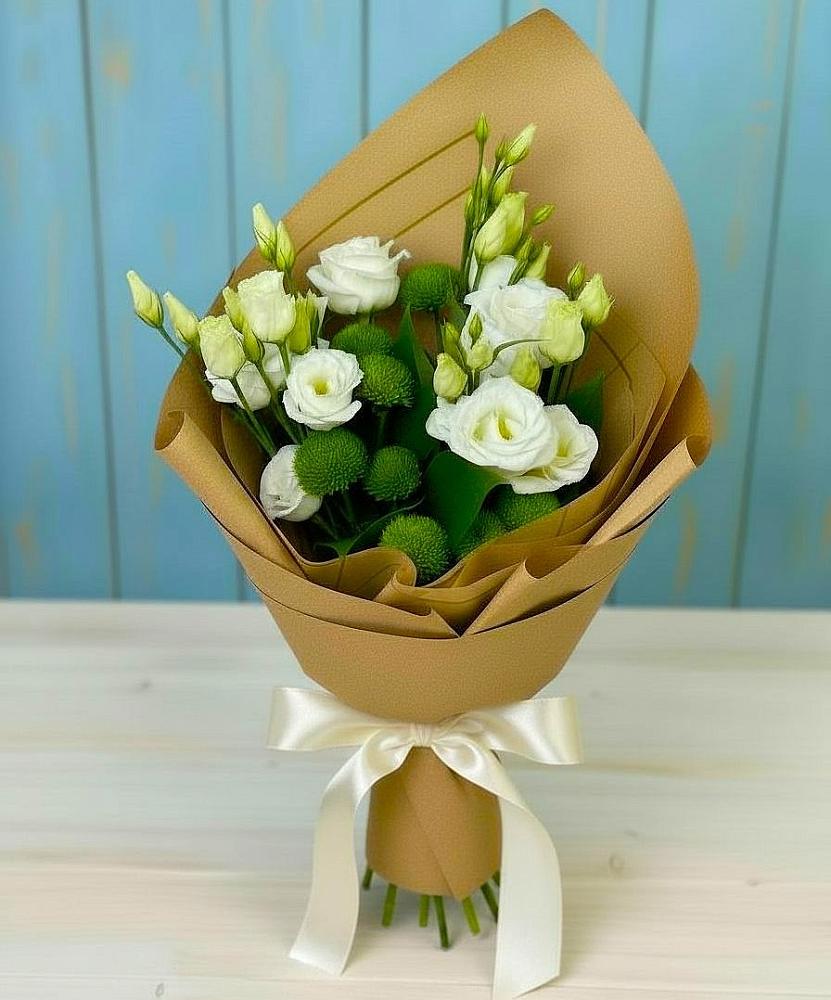 Букет цветов из: Хризантемы и Лизиантусы в Усть-Цильме