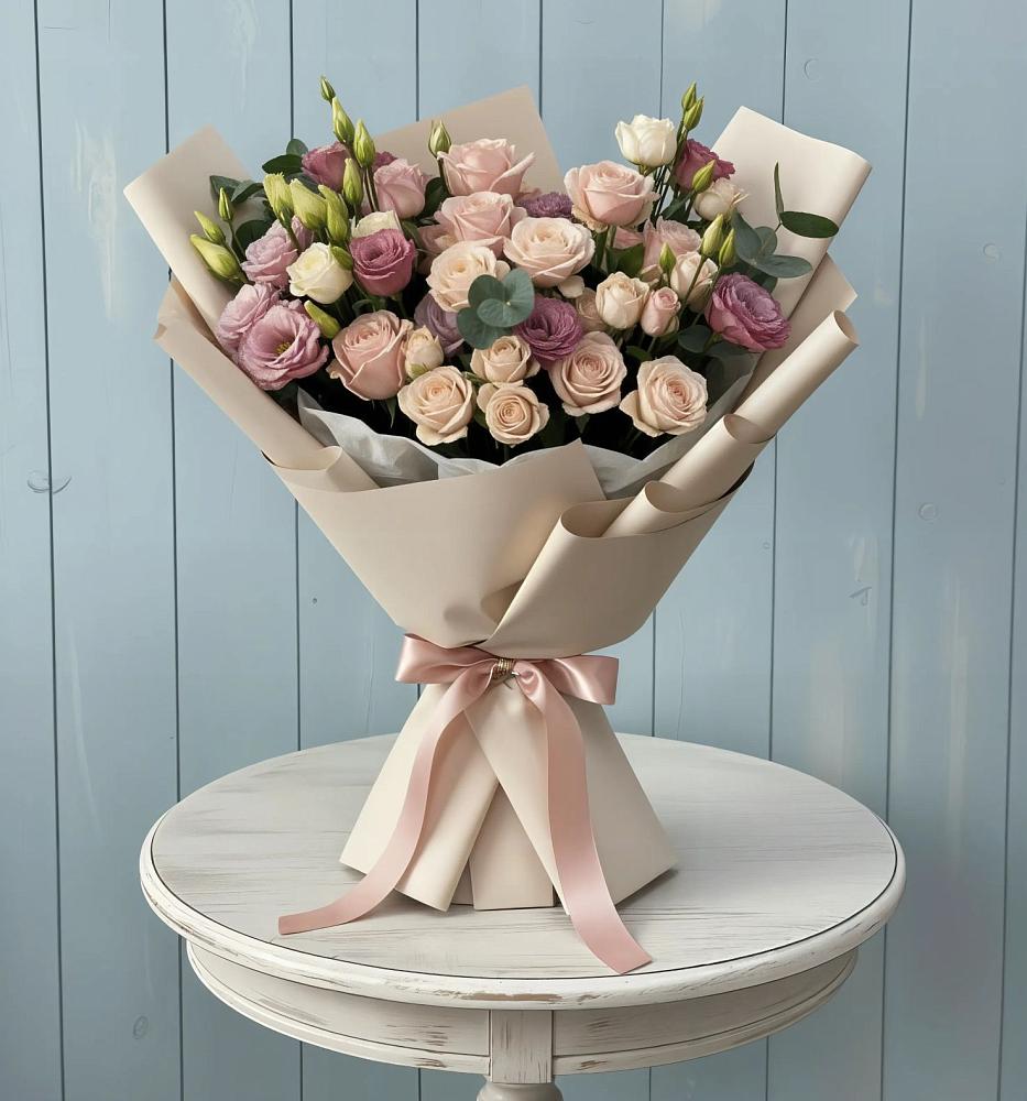 Букет цветов из: Розы и Лизиантусы в Усть-Цильме