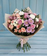 Букет цветов из:  Хризантемы, Розы и Альстромерии в Усть-Цильме